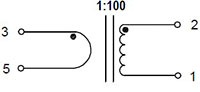 Schematic for CST25 Series Current Sense Transformers (CST25-0100)