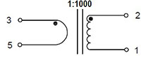 Schematic for CST25 Series Current Sense Transformers (CST25-1000)