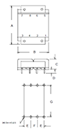 Outline Dimensions - PC Mount Flat Pack™ Power Transformers (FP12-1900)