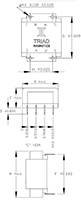 Outline Dimensions - PC Mount Flat Pack™ Power Transformers (FP24-250)