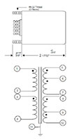 Wiring Diagram for Hermetically Sealed Low Level Audio Output, Mixing, Matching, and Bridging Transformer (HS-52)