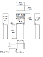 Outline Dimensions - Miniature Impedance Matching Transformers - Red Spec (SP-128)