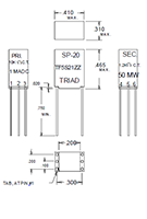 Outline Dimensions - Miniature Impedance Matching Transformers - Red Spec (SP-20)