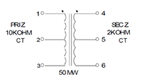 Schematic - Miniature Impedance Matching Transformers - Red Spec (SP-21)