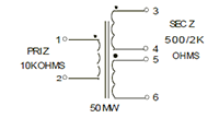 Schematic - Miniature Impedance Matching Transformers - Red Spec (SP-22)