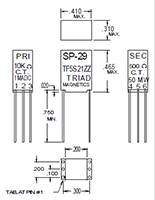 Outline Dimensions - Miniature Impedance Matching Transformers - Red Spec (SP-29)