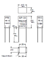 Outline Dimensions - Miniature Impedance Matching Transformers - Red Spec (SP-33)