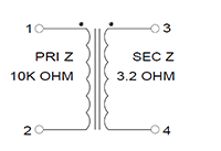 Schematic - Miniature Impedance Matching Transformers - Red Spec (SP-36)