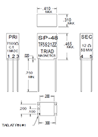 Outline Dimensions - Miniature Impedance Matching Transformers - Red Spec (SP-48)