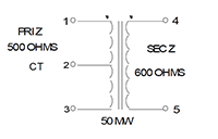 Schematic - Miniature Impedance Matching Transformers - Red Spec (SP-50)