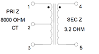 Schematic - Miniature Impedance Matching Transformers - Red Spec (SP-65)