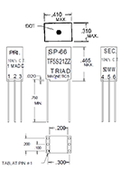 Outline Dimensions - Miniature Impedance Matching Transformers - Red Spec (SP-66-1)