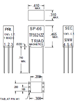 Outline Dimensions - Miniature Impedance Matching Transformers - Red Spec (SP-66)