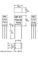 Outline Dimensions - Miniature Impedance Matching Transformers - Red Spec (SP-67)