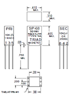 Outline Dimensions - Miniature Impedance Matching Transformers - Red Spec (SP-68)