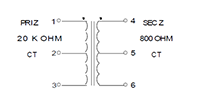 Schematic - Miniature Impedance Matching Transformers - Red Spec (SP-13)