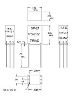 Outline Dimensions - Miniature Impedance Matching Transformers - Red Spec (SP-21)