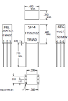 Outline Dimensions - Miniature Impedance Matching Transformers - Red Spec (SP-4)