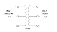 Schematic - Miniature Impedance Matching Transformers - Red Spec (SP-4)