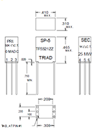 Outline Dimensions - Miniature Impedance Matching Transformers - Red Spec (SP-5)