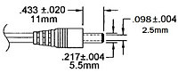 Barrel Dimensional Drawing for Wall Plug-Ins - Switch Mode Power Supplies (WSU045-1500-13)