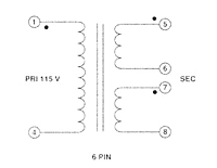 6 Pins Schematic - PC Mount Split Pack Power Transformers (F10-110)