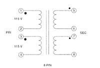 8 Pins Schematic - PC Mount Split Pack Power Transformers (FS10-110)