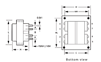 Outline Dimensions - PC Mount Split Pack™ Class 2/3 Power Transformers (F10-3600-C2)