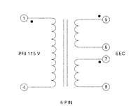 6 Pins Schematic - PC Mount Split Pack™ Class 2/3 Power Transformers (F10-110-C2)