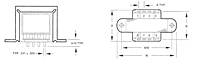 Outline Dimensions - Dual Primary, Dual Secondaries PC Mount Power Transformers (F-348XP)