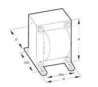 Outline Dimensions - Single Secondary Chassis Mount Power Transformers (F-28U) - Case Type U