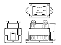 Outline Dimensions - Class-2 Power Control Transformers (TCT40-01E07AE)