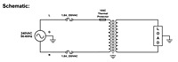 Schematic Drawing for 5.28 Inch (in) Maximum Length Medical Grade Isolation Power Transformer