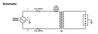 Schematic Drawing for 5.28 Inch (in) Maximum Length Medical Grade Isolation Power Transformer (MD-250-U)