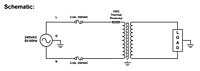 Schematic Drawing for 6.38 Inch (in) Maximum Length Medical Grade Isolation Power Transformer