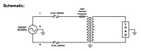 Schematic Drawing for 7.17 Inch (in) Maximum Length Medical Grade Isolation Power Transformer (MD-1000-U)