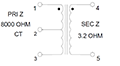 Schematic - Miniature Impedance Matching Transformers - Red Spec (SP-65)