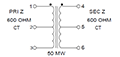 Schematic - Miniature Impedance Matching Transformers - Red Spec (SP-67)